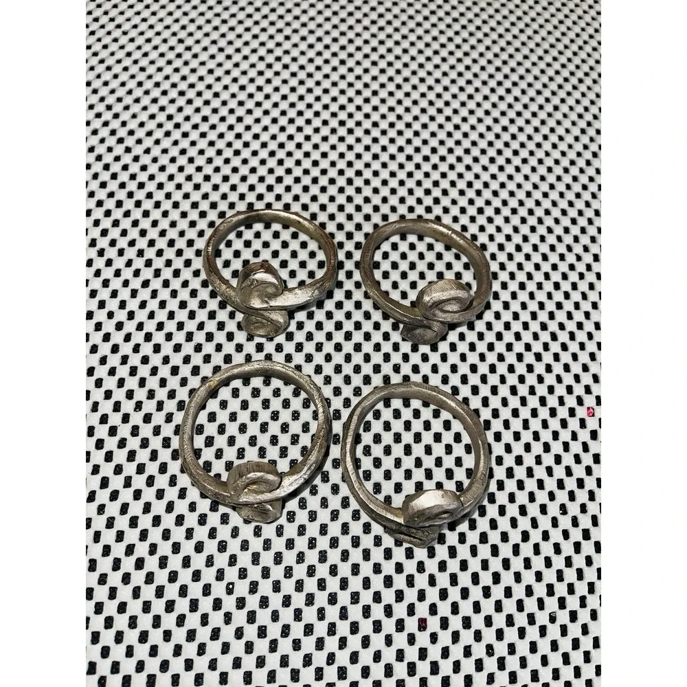 Hand Forged Metal Napkin Rings Set of 4 Swirl Design 2